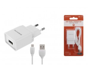 Сетевое зарядное устройство USB + кабель MicroUSB BOROFONE BA19A Nimble 1000mAh (белый)