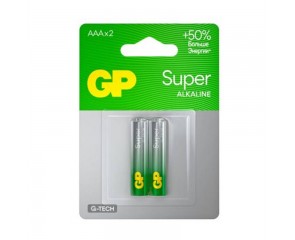 Батарейка алкалиновая GP LR03/2BL Super G-TECH (цена за блистер 2 шт)