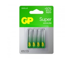 Батарейка алкалиновая GP LR03/4BL Super G-TECH (цена за блистер 4 штуки)