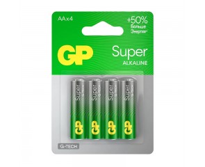 Батарейка алкалиновая GP LR6/4BL Super G-TECH (цена за блистер 4 шт)