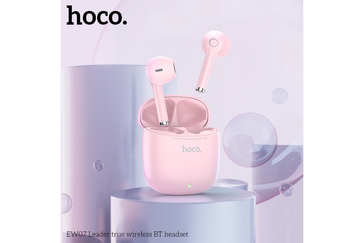 Беспроводные наушники EW07 Leader true wireless BT headset  HOCO розовые