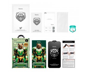 Защитное стекло дисплея iPhone 12 Pro Max (6.7)  HOCO Bear Shield (A777 Plus)(Антишпион) черное