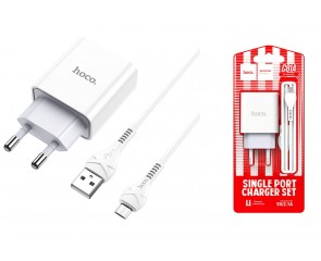 Сетевое зарядное устройство USB + кабель MicroUSB HOCO C81A Asombroco 2100mAh (белый)