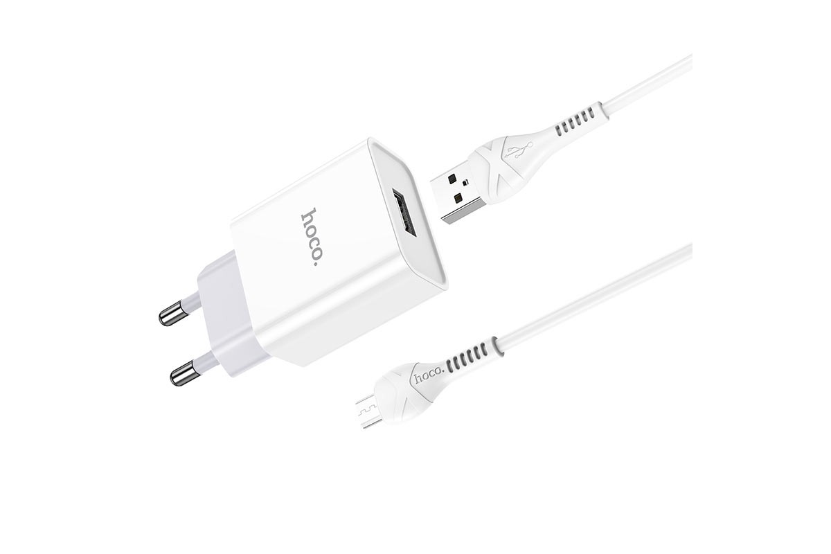 Сетевое зарядное устройство USB 2400 mAh + кабель micro USB HOCO C81А Asombroco single port белый