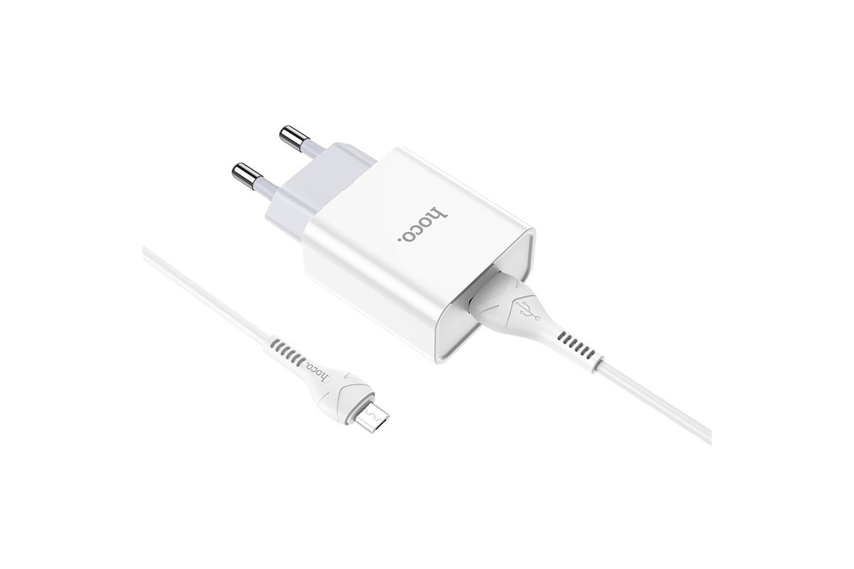 Сетевое зарядное устройство USB 2400 mAh + кабель micro USB HOCO C81А Asombroco single port белый