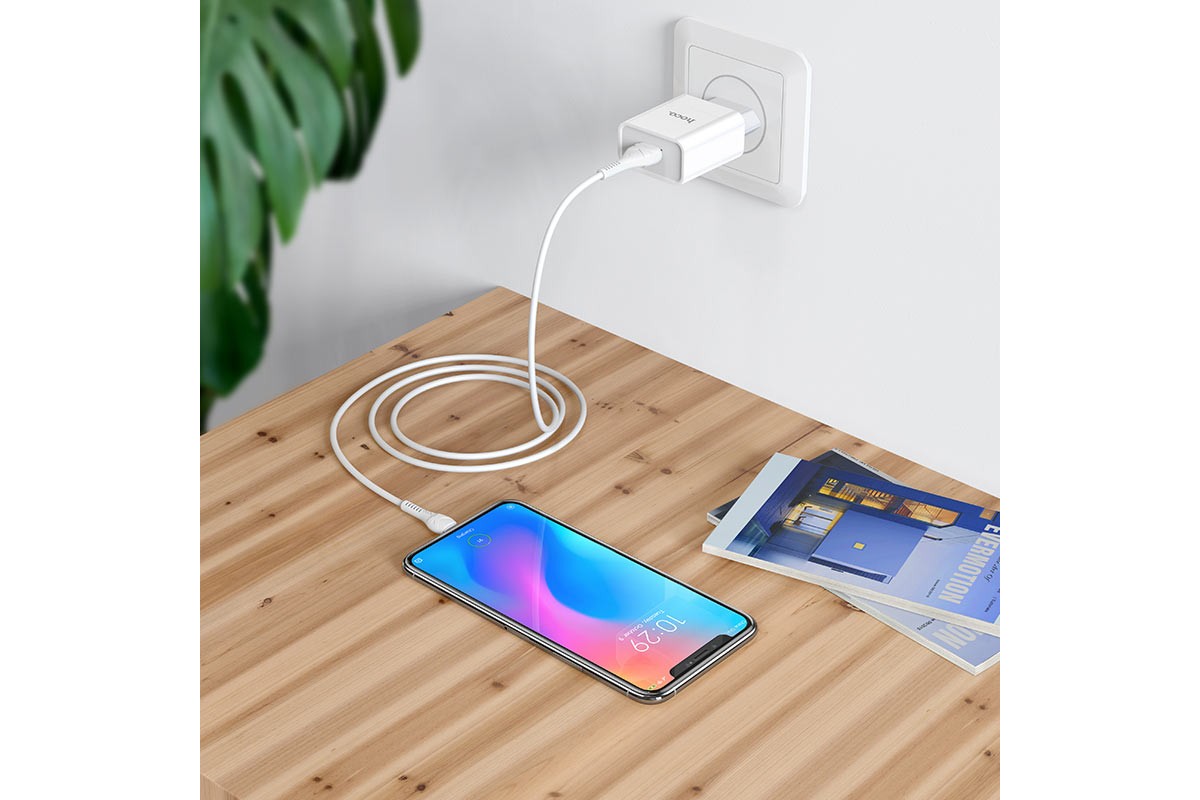 Сетевое зарядное устройство USB 2400 mAh + кабель micro USB HOCO C81А Asombroco single port белый