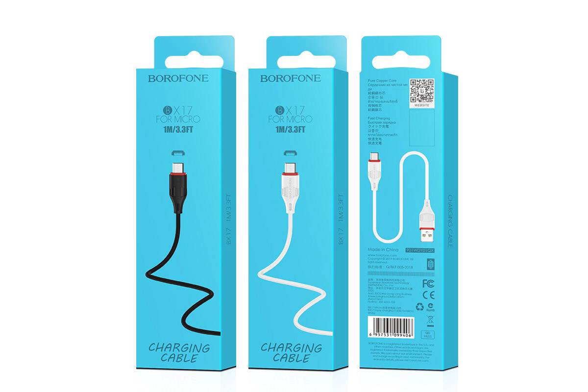 Кабель USB micro USB BOROFONE BX17 Enjoy charging cable (черный) 1 метр