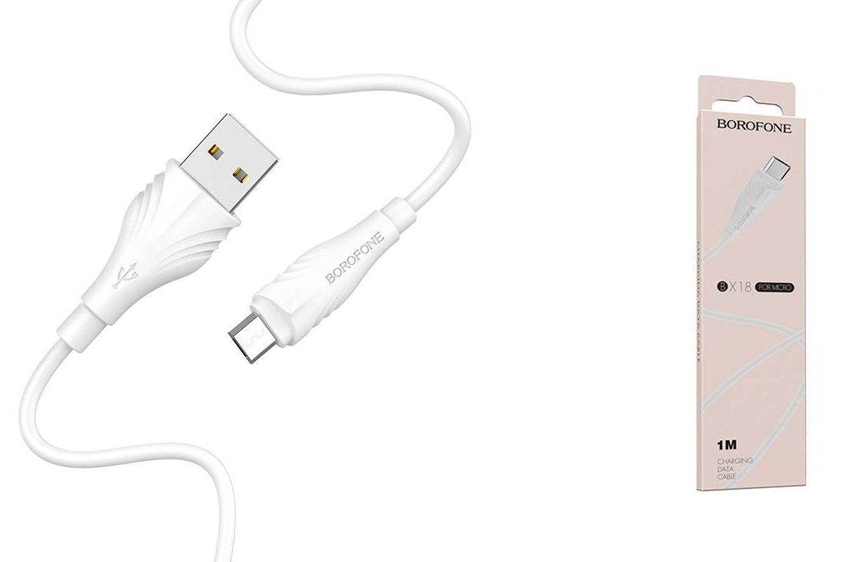 Кабель USB micro USB BOROFONE BX18 Optimal charging data cable (белый) 1 метр