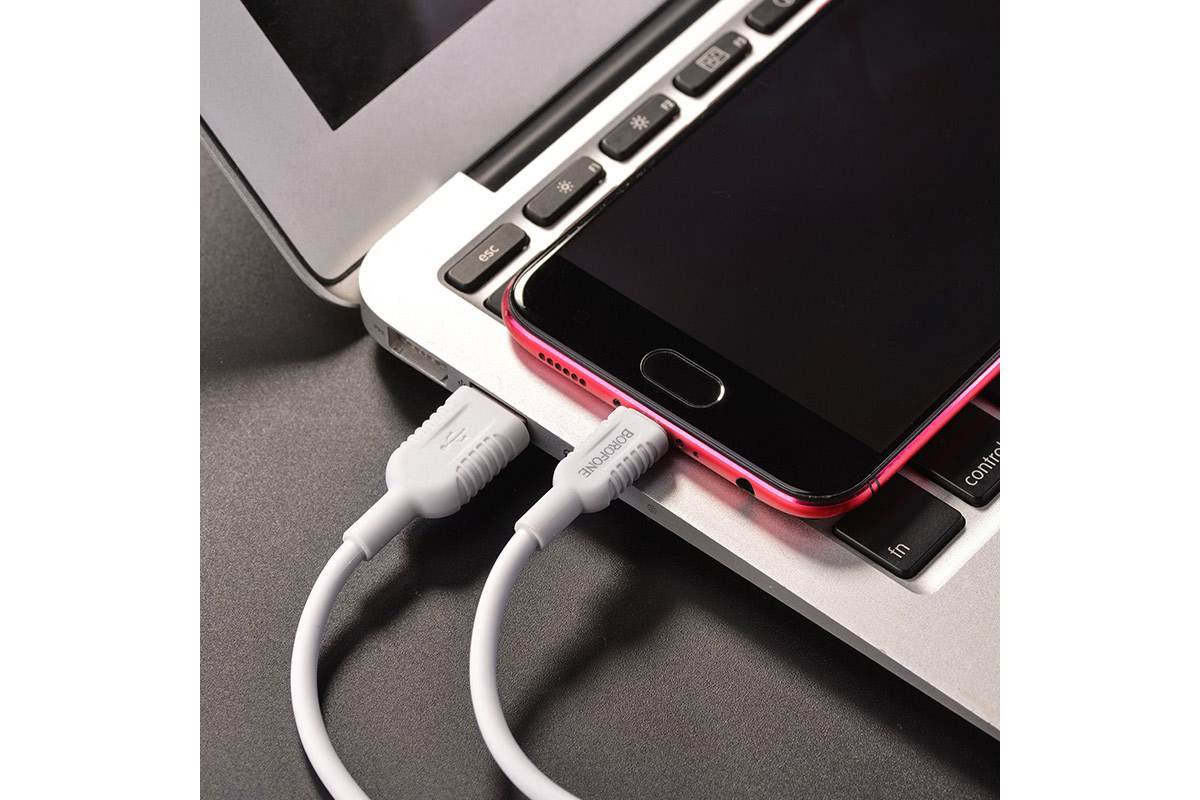 Кабель USB micro USB BOROFONE BX33 4A Billow flash (белый) 1 метр