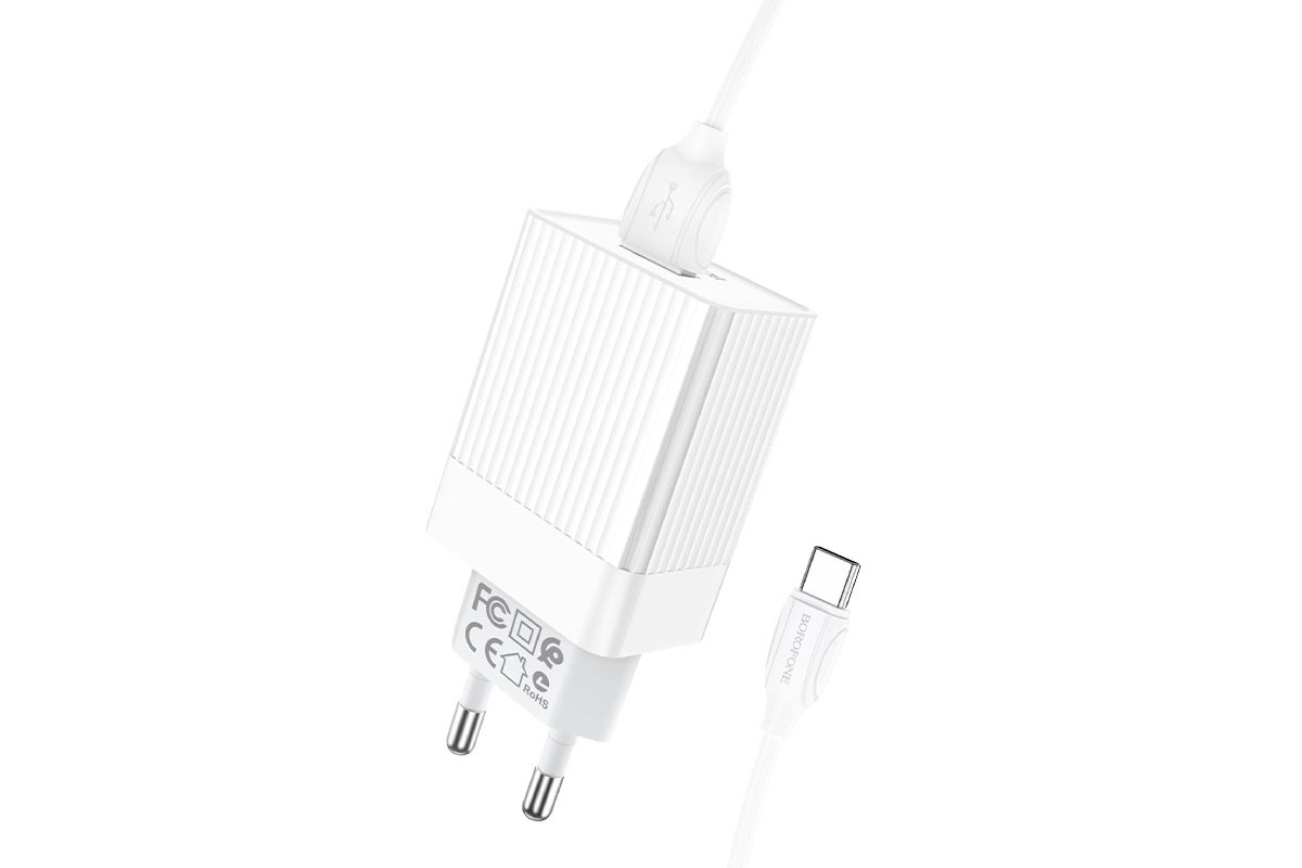 Сетевое зарядное устройство USB 3000mAh + кабель Type-C USB BOROFONE BA47A QC3.0 charger set белый