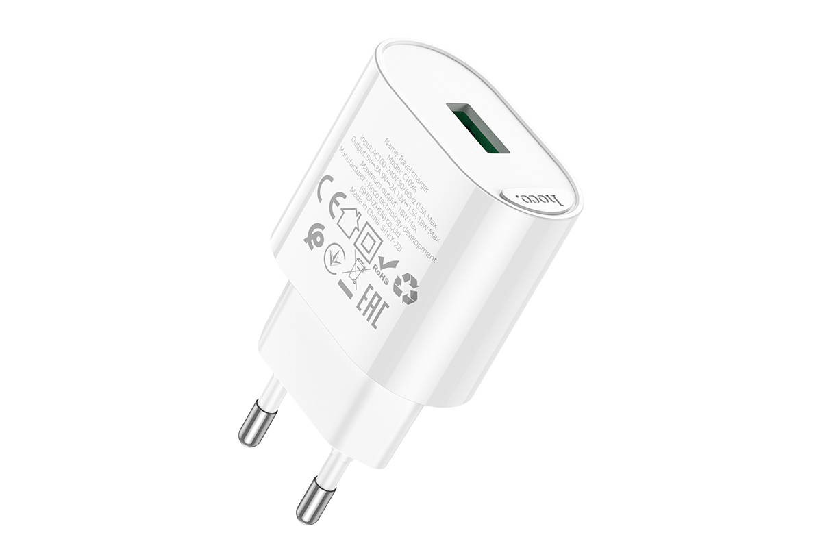 Сетевое зарядное устройство USB HOCO C109A Fighter QC3.0 (белый)