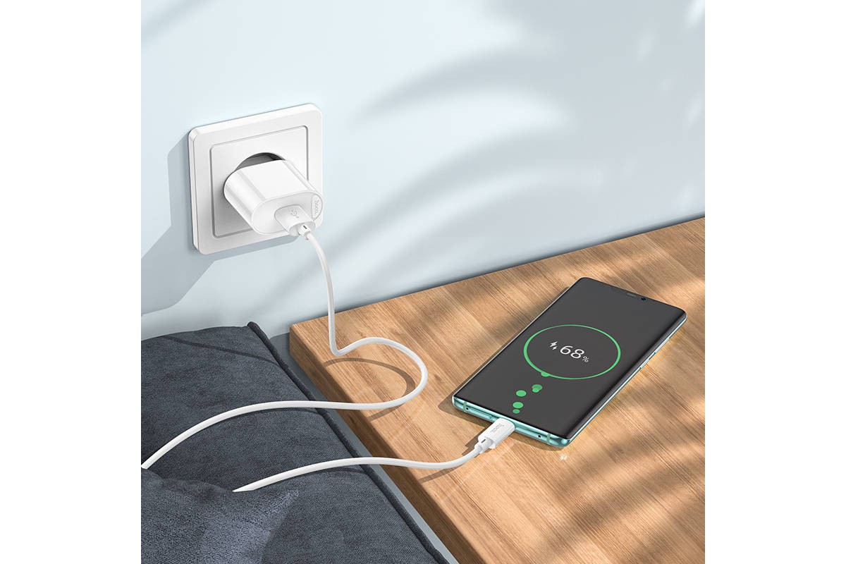 Сетевое зарядное устройство USB HOCO C109A Fighter QC3.0 (белый)