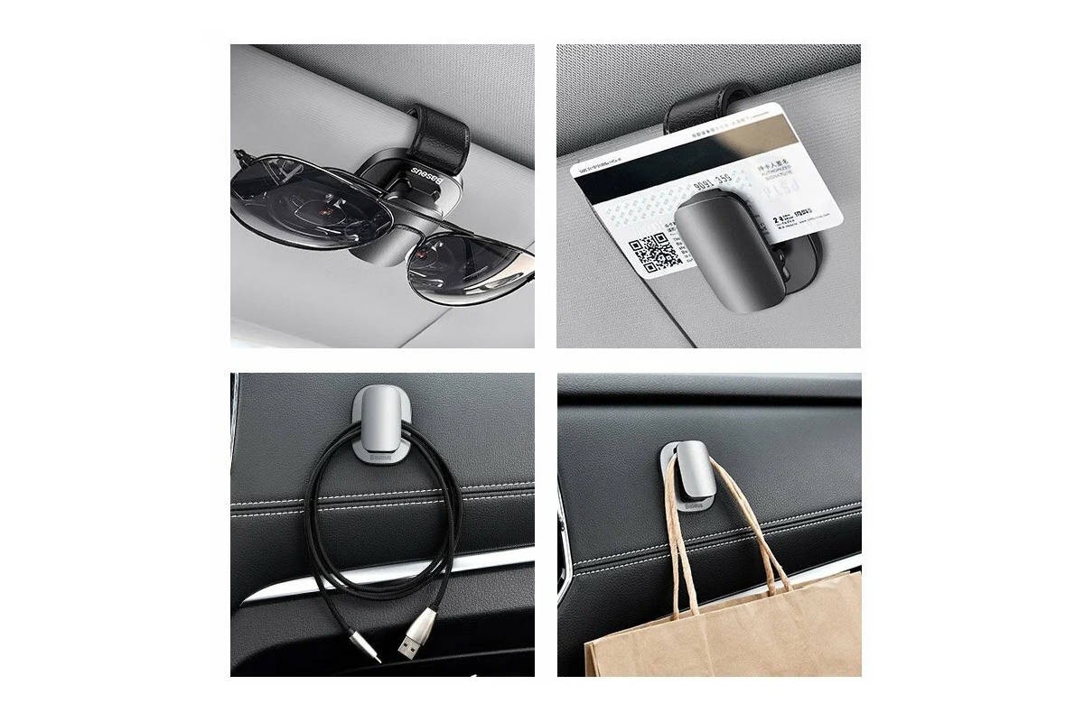 Держатель для очков автомобильный BASEUS ACYJN-A01 Platinum vehicle eyewear clip (paste type) черный