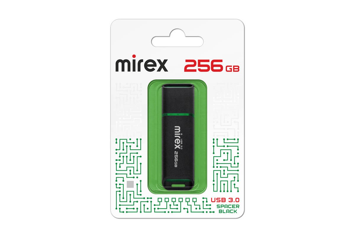 USB 3.0 флэш-накопитель 256 ГБ Mirex SPACER BLACK 256GB (ecopack)