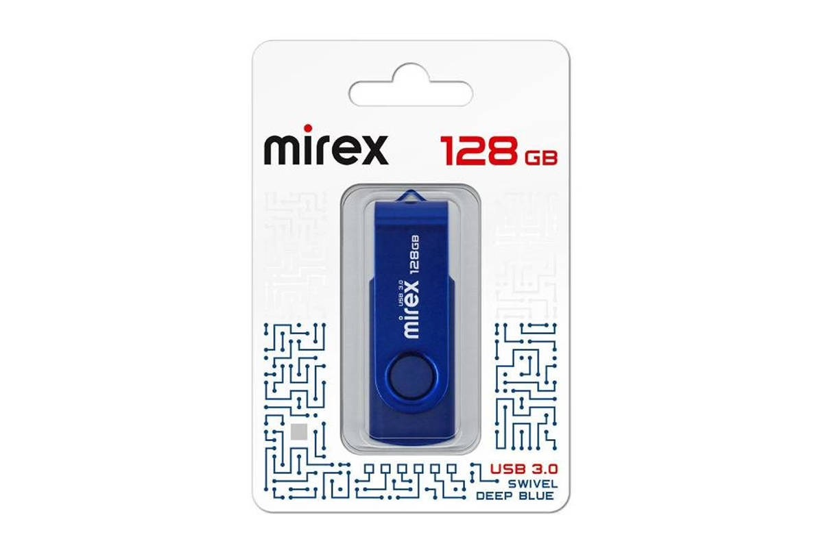 USB 3.0 флэш-накопитель  128 ГБ  Mirex SWIVEL DEEP BLUE 128GB  (ecopack)