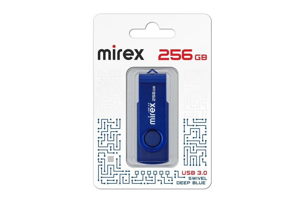 USB 3.0 флэш-накопитель  256 ГБ  Mirex SWIVEL DEEP BLUE 256GB  (ecopack)