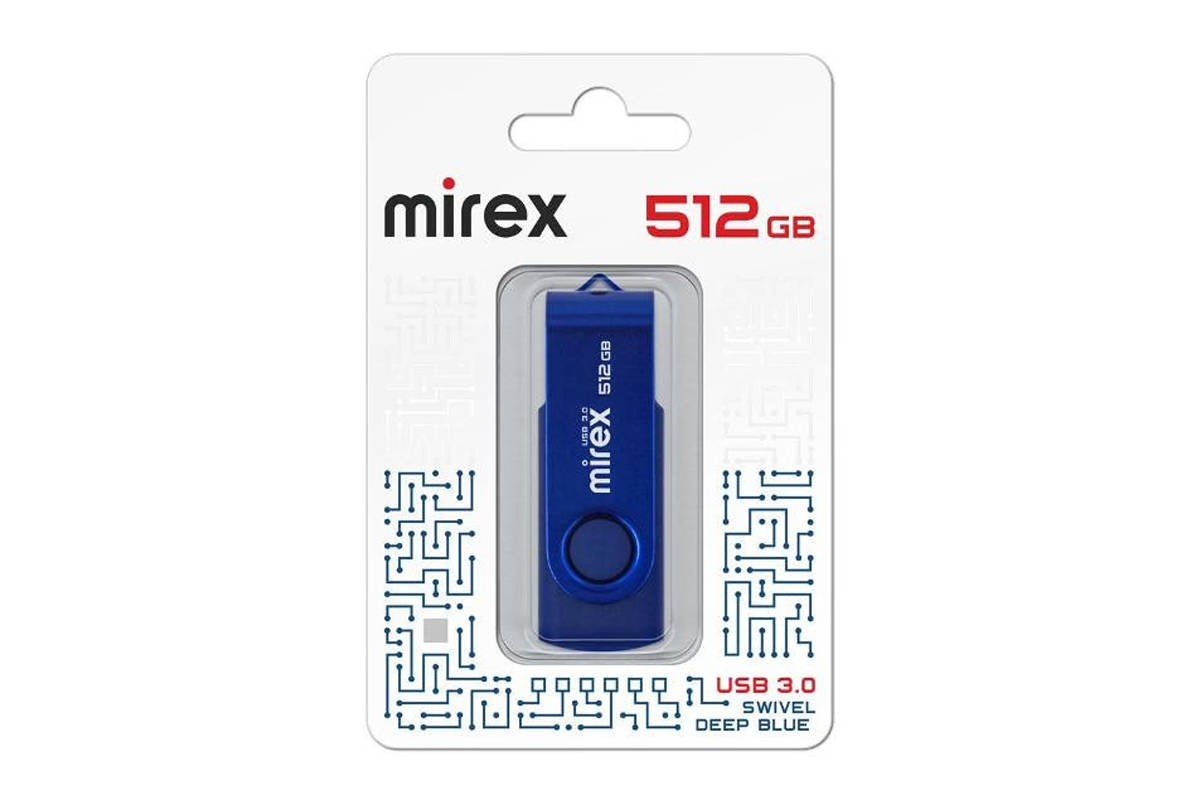 USB 3.0 флэш-накопитель  512 ГБ  Mirex SWIVEL DEEP BLUE 512GB  (ecopack)