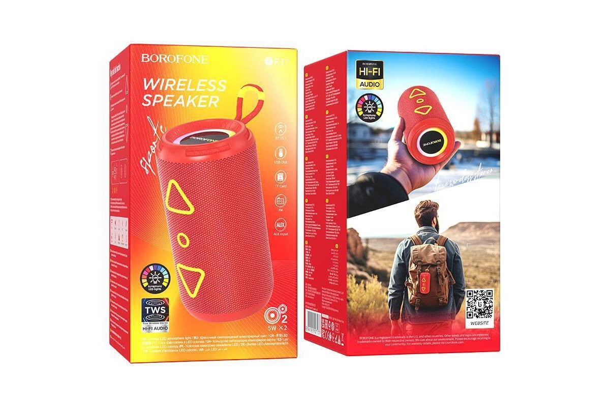 Портативная беспроводная колонка BOROFONE BR37 Noble sports (красный)