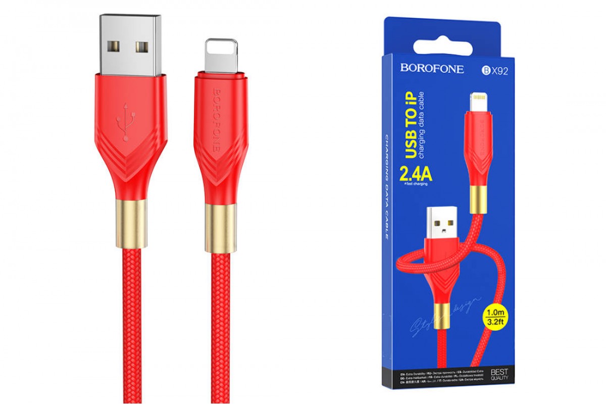 Кабель USB - Lightning BOROFONE BX92 2,4A (красный) 1м