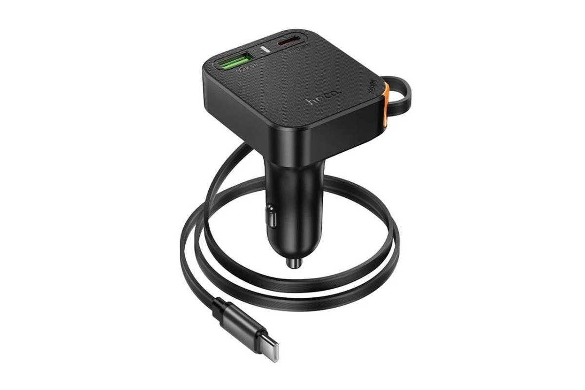 Автомобильное зарядное устройство BOROFONE NZ18 Guardian PD65W (USB - Type-C) с выдвижным кабелем Type-C (черный)