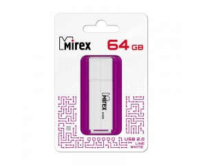 Флешка USB 2.0 Mirex LINE WHITE 64GB (ecopack)