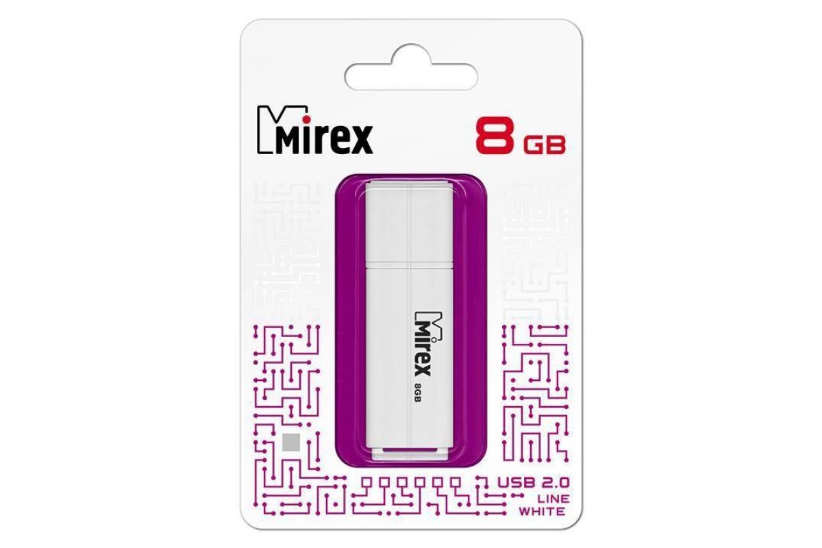 Флешка USB 2.0 Mirex LINE WHITE 8GB (ecopack) Флешка USB 2.0 Mirex LINE WHITE 8GB (ecopack)