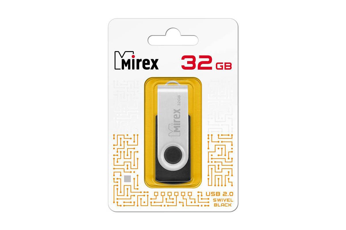 Флешка USB 2.0 Mirex SWIVEL BLACK 32GB (ecopack)