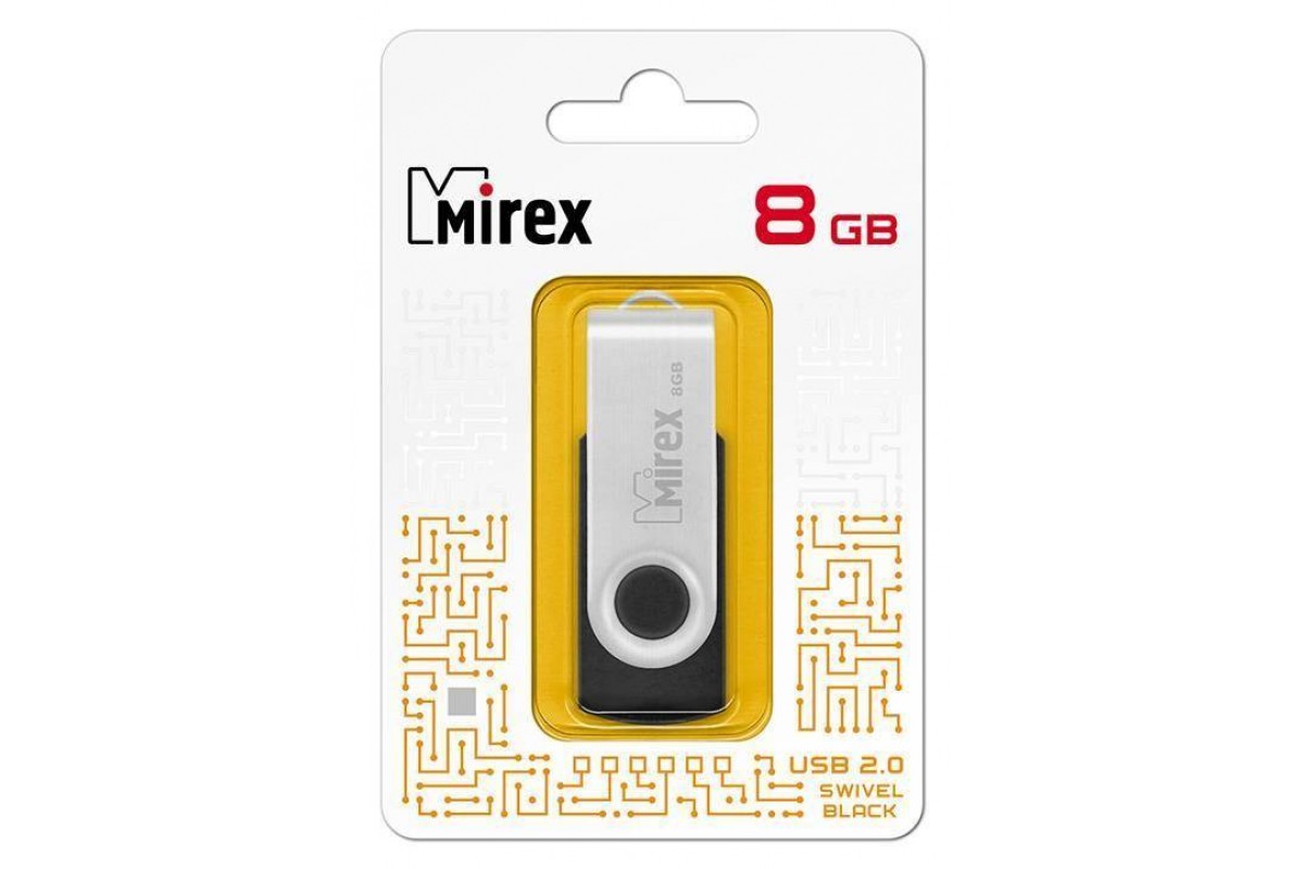 Флешка USB 2.0 Mirex SWIVEL BLACK 8GB (ecopack)