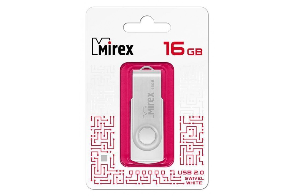 Флешка USB 2.0 Mirex SWIVEL WHITE 16GB (ecopack)