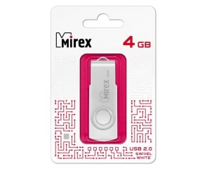 Флешка USB 2.0 Mirex SWIVEL WHITE 4GB (ecopack)