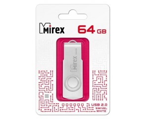 Флешка USB 2.0 Mirex SWIVEL WHITE 64GB (ecopack)