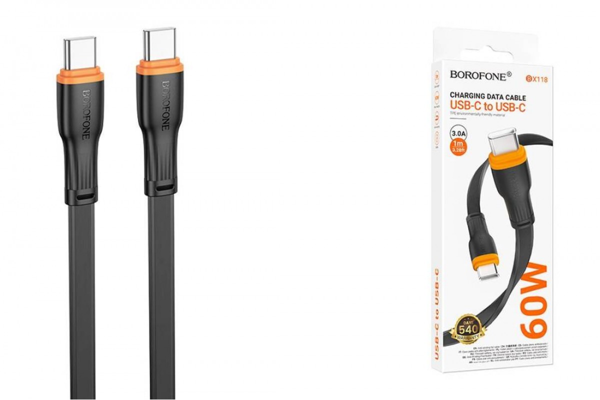 Кабель USB Type-C - USB Type-C BOROFONE BX118 60W (черный) 1м