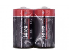 Батарейка солевая Mirex R14 / C 1,5V  цена за 2 шт (2/12/192), shrink (23702-ER14-S2)