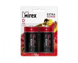 Батарейка солевая Mirex R20 / D 1,5V  цена за 2 шт (2/12/96), блистер (23702-ER20-E2)