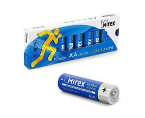 Батарейка алкалиновая Mirex LR6 / AA 1,5V  цена за 10 шт (10/480), multipack (23702-LR6-M10)