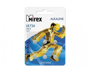 Батарейка часовая Mirex AG2 / LR726 1,5V цена за блистер 6 шт (23702-LR726-E6)