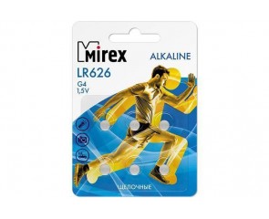 Батарейка часовая Mirex AG4 / LR626 1,5V цена за блистер 6 шт (23702-LR626-E6)