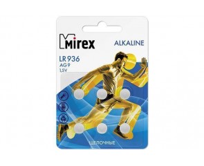 Батарейка часовая Mirex AG9 / LR936  1,5V  цена за 6 шт (6/216/648), блистер (23702-LR936-E6)