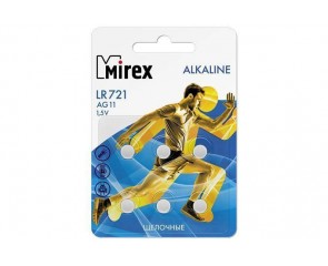 Батарейка часовая Mirex AG11 / LR721 1,5V цена за блистер 6 шт (23702-LR721-E6)
