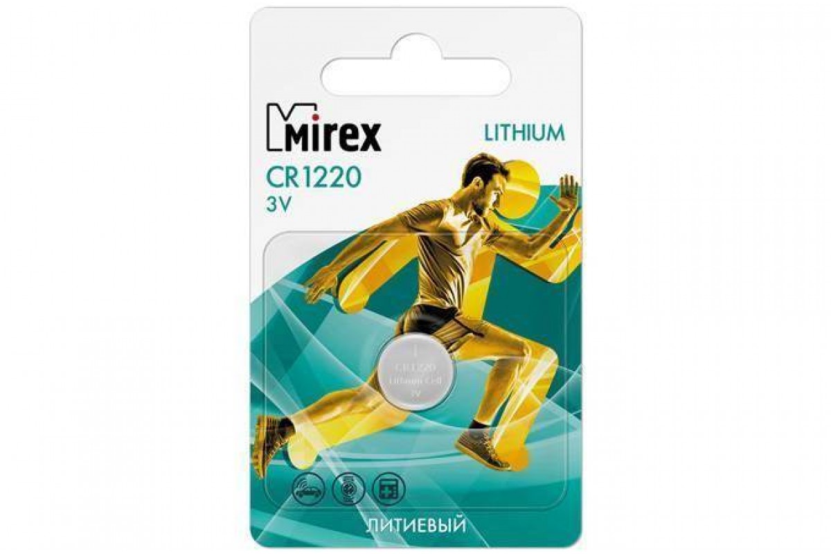 Батарейка литиевая Mirex CR1220 3V цена за 1 шт ecopack (23702-CR1220-E1)