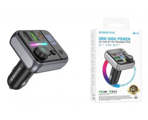 FM-Модулятор BOROFONE BC50 Ascenso PD20W+QC3.0 car BT FM transmitter (черный)
