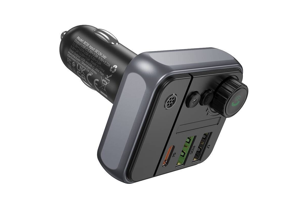 FM-Модулятор BOROFONE BC50 Ascenso PD20W+QC3.0 car BT FM transmitter (черный)