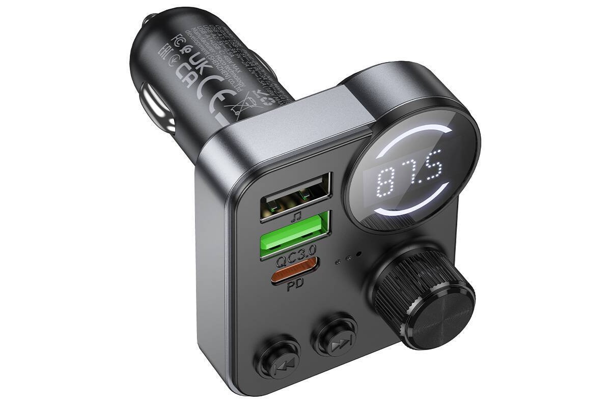 FM-Модулятор HOCO E86 Alegria 48W dual port PD30W+QC3.0 car (черный)