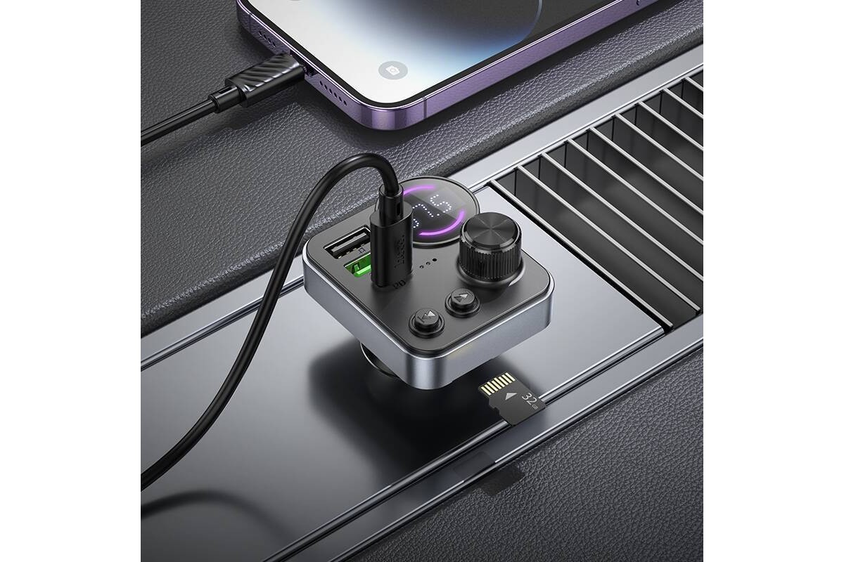 FM-Модулятор HOCO E86 Alegria 48W dual port PD30W+QC3.0 car (черный)