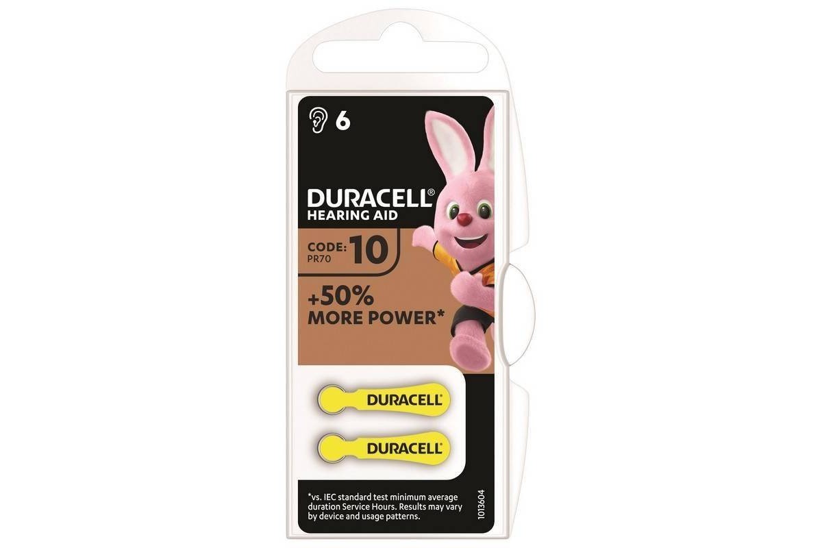 Батарейка часовая для слуховых аппаратов Duracell ZA10-6BL цена за блистер 6 шт