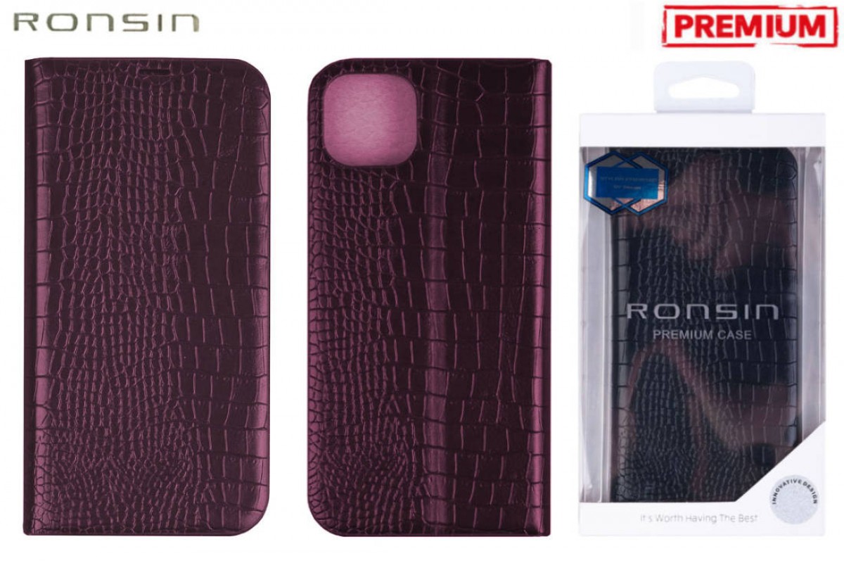 Чехол-книжка для телефона RONSIN кожаный магнитная застёжка iPhone 14 PRO (бордовый)