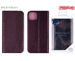 Чехол-книжка для телефона RONSIN кожаный магнитная застёжка iPhone 14 PRO (бордовый)