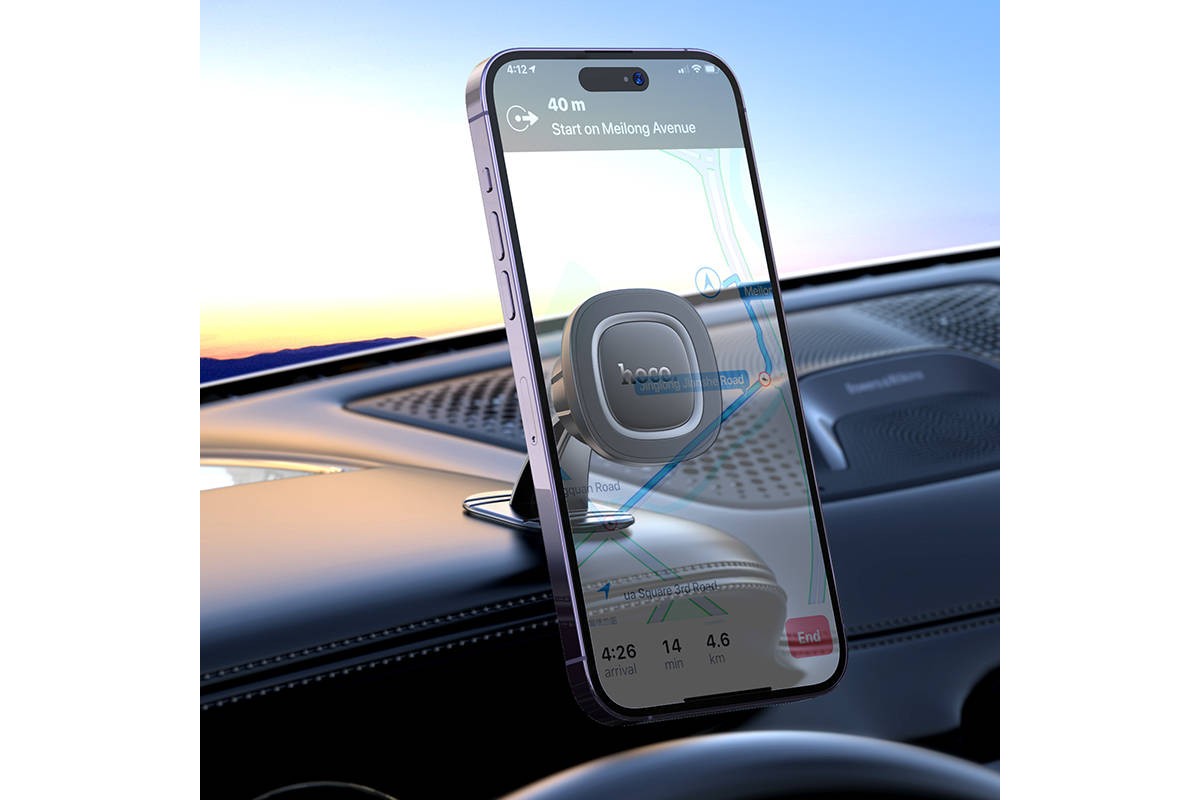 Держатель автомобильный для телефона HOCO H73 Crown магнитный на центральную консоль (черно-серый)