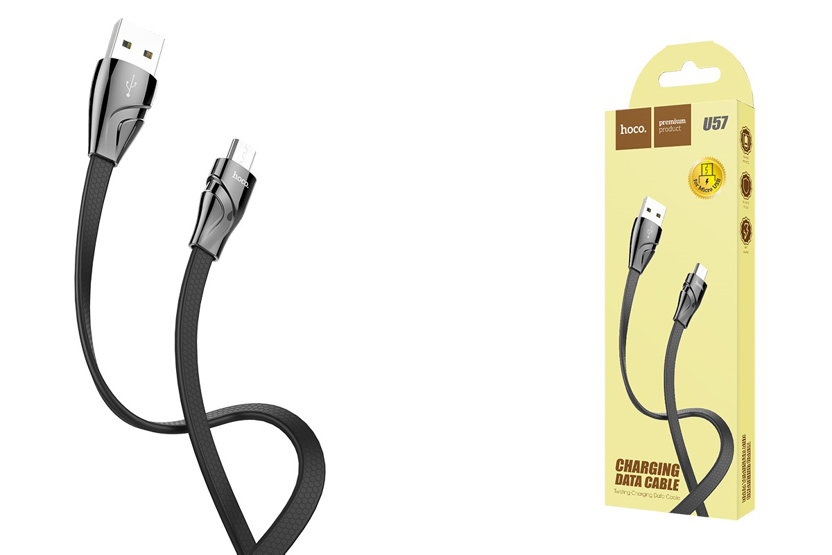 Кабель USB micro USB HOCO U57 Twisting charging data cable  (черный) 1 метр
