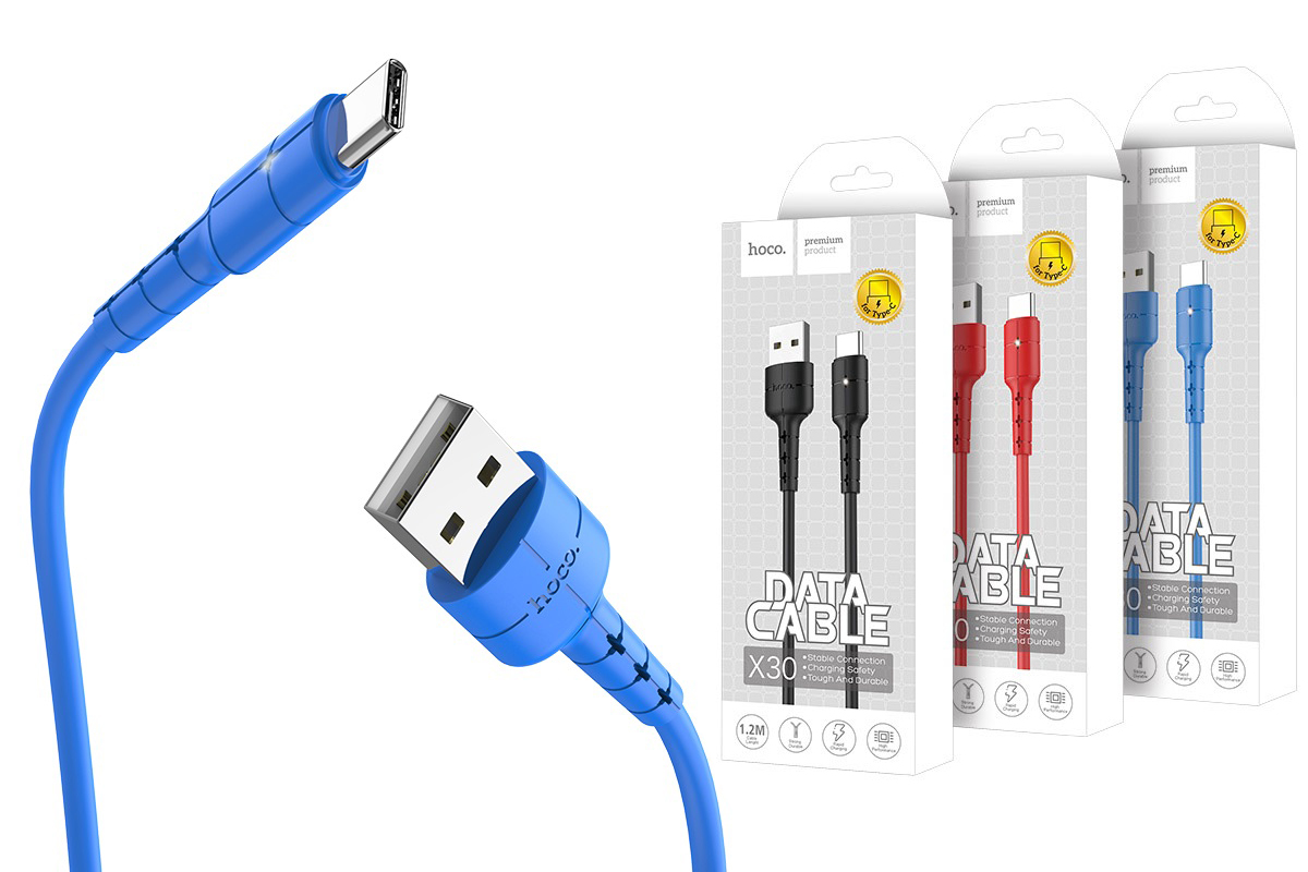Кабель USB HOCO X30 Star charging data cable for Type-C (синий) 1 метр